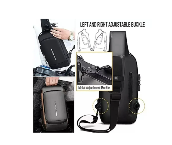 Bolso De Hombro Cruzado Para Hombre Usb Pequeña Antirobo