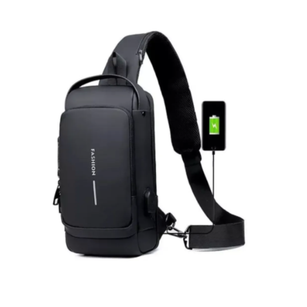 Bolso De Hombro Cruzado Para Hombre Usb Pequeña Antirobo